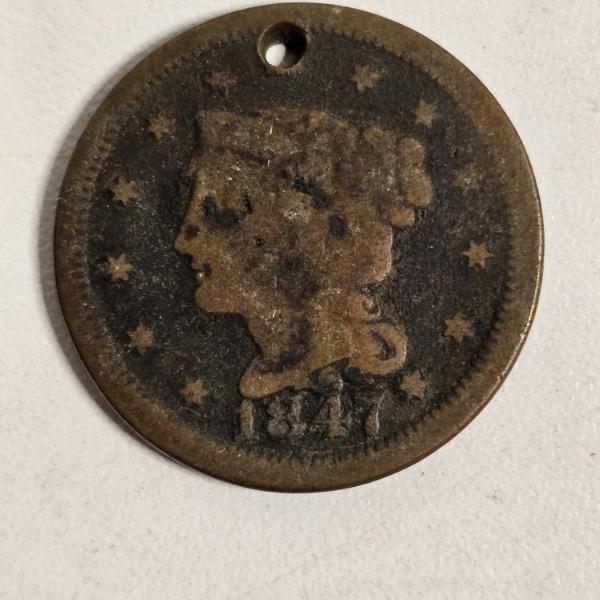 1847 Braided Hair 100% Pure Copper Large Cent