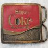 Image 1 : Vintage "Enjoy Coke" Brass Belt Buckle