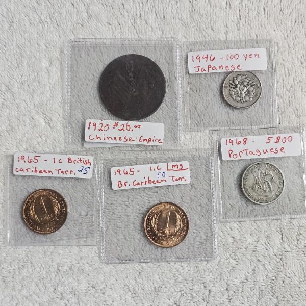 Mixed International Coin Collection ft Chinese, Japanese, Portuguese, and British Coins