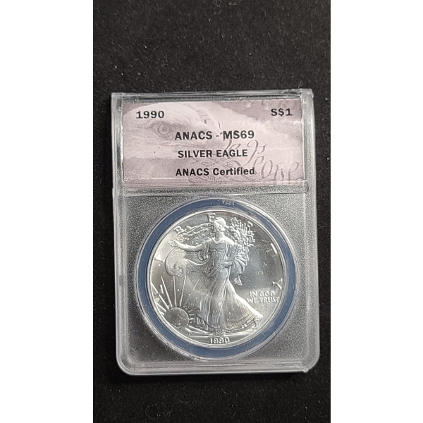 ANACS 1990 MS69 1 oz 999 Fine Silver American Eagle