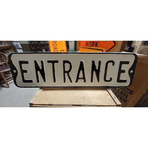 Vintage "ENTRANCE SIGN"  32 X 9 1/2 - Enameled -  See Pics