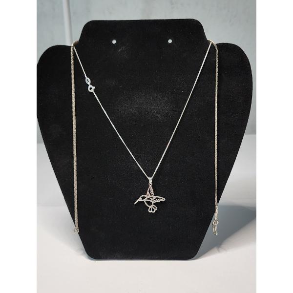 Two Sterling Silver Necklaces Including Hummingbird Pendant - TW: 9.8g