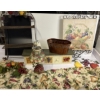 Image 1 : Lots of Kitchen Fruit Decor - Valance - Wall Hanging Basket of Fruit - Metal Fruit Shelf - Tin