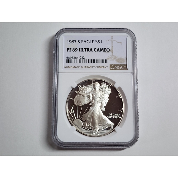 1987-S American Silver Eagle NGC PF 69 ULTRA CAMEO - Nice Better-Date Coin! 