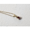 Image 3 : 14K Gold Necklace with Pink Stone Pendant - 20in - TW: 1.3g