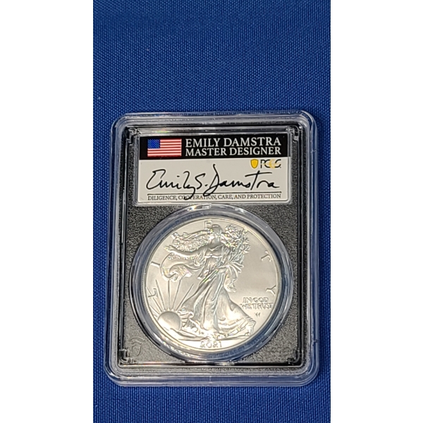 2021-W PCGS SP70 Type 2 First Day Of Issue 1 oz Burnished Silver American Eagle - Signed