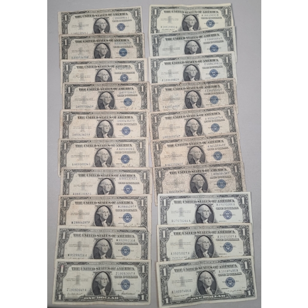 Lot Of (20) Assorted Series United States $1 Silver Certificates - Face Value: $20.00