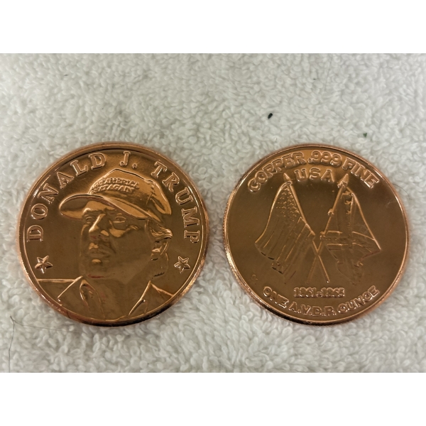 .999 Fine Copper United States of America Commemorative Coins - Set of 2 - Mint Condition