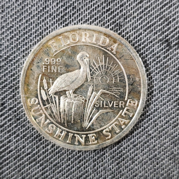 One Troy Ounce .999 Fine Silver Round Florida Sunshine State Design