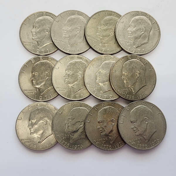 x12 United States Eisenhower Dollar Coins
