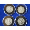 Image 1 : x4 90% Silver Half Dollars: Assorted Walking Liberty and 1904 Barber In Capsules FV: $2.00