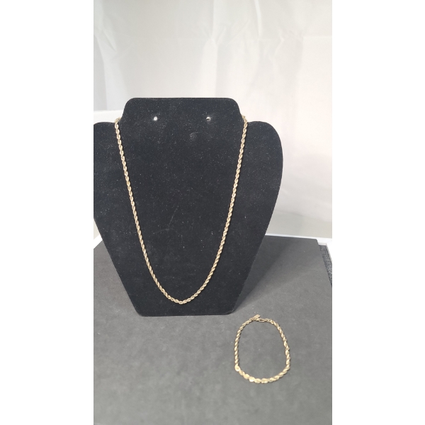 Costume Gold Plated Rope Necklace & Bracelet Set