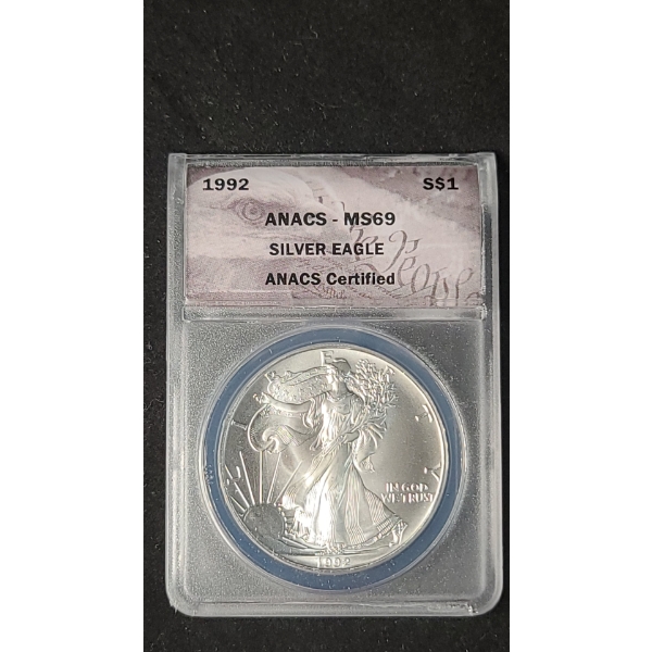 ANACS 1992 MS69 1 oz 999 Fine Silver American Eagle