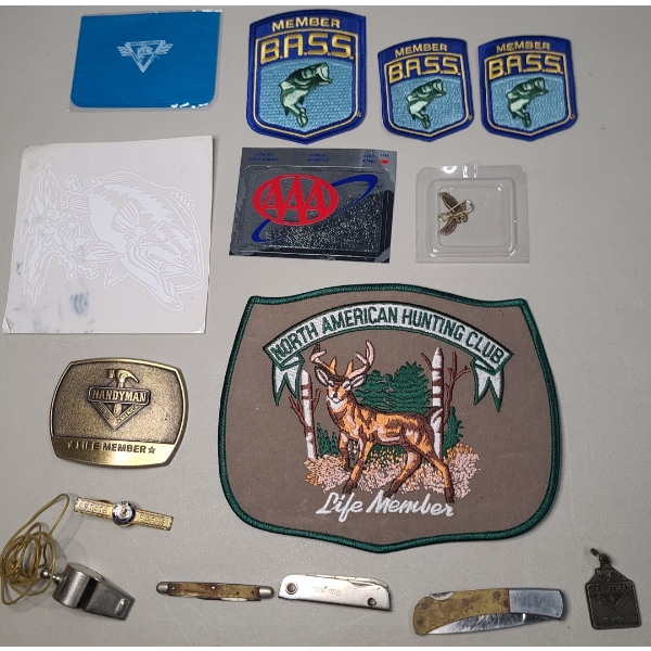 Collection Of Patches, Stickers, Pocket Knives & Other Club Memorabilia 