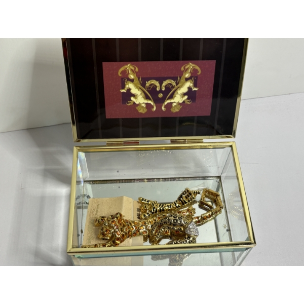 Glass Jewelry Box with Pins Inside - Leopard Pins 