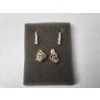 Image 1 : 2 Pairs of 14K Gold Earrings: Drop-Style Diamond Earrings & Oval-Cut Blue Stones Earrings TW: 5.1g