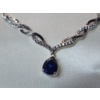 Image 6 : Sterling Silver 18" Necklace and Adjustable Bracelet with Sapphire Gemstones TW: 16.2g