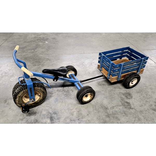 EXTREMELY RARE - VINTAGE "LAPP SPEEDSTER" - MADE IN PA - HEAVY DUTY CHILD TRICYCLE WITH TANDEM CART