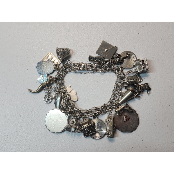 Gorgeous Sterling Silver Charm Bracelet with Assorted Charms - Total Weight: 90.2g