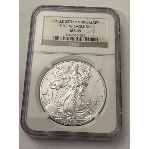 2011 W U.S. Eagle 25th Anniversary One Troy Ounce - NGC MS 69