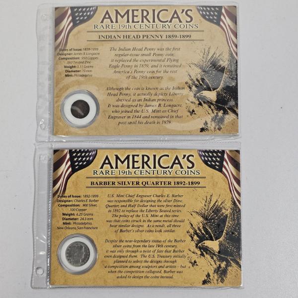 America's Rare 19th Century Coins Set Ft. 1898 Indian Head Penny And 1899 Barber Silver Quarter