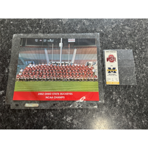 2002 Ohio State Buckeyes Team Photo & Ticket Stub For Michigan Game - Mint Condition
