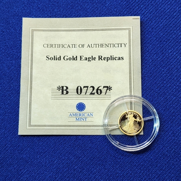 1933/2003 American Mint .585 Gold Double Eagle Replica 0.5g Proof w/ COA