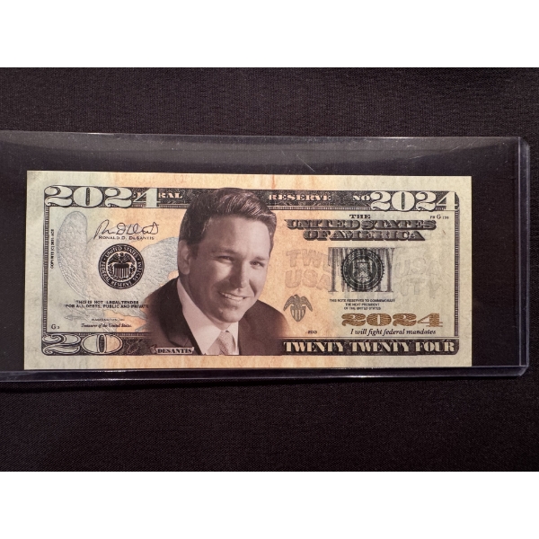 Rare Ronald DeSantis Florida Governor $20.00 Bill Campaign Promotional Advertising Bill - Mint!!