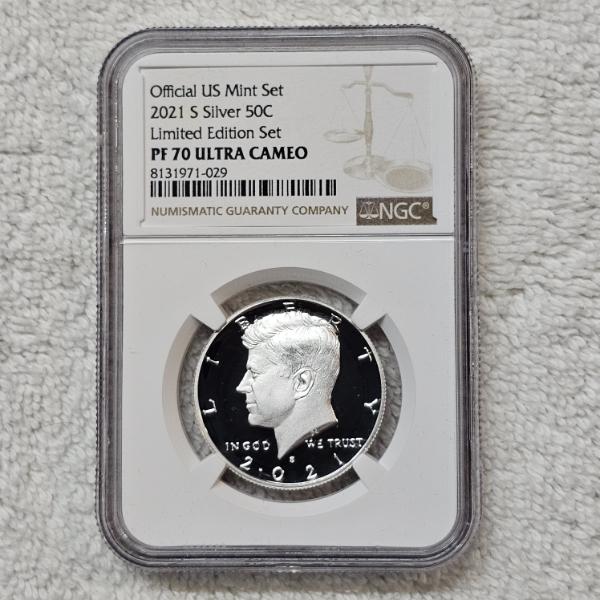2021-S .999 Pure Silver Kennedy Half Dollar graded PF 70 Ultra Cameo by the NGC