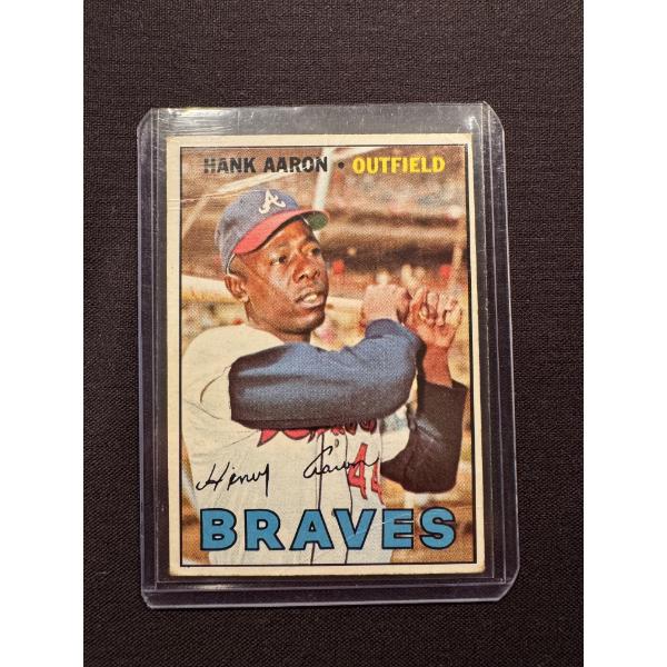 1967 Topps HANK AARON Atlanta Braves Baseball Card In Protective Holder