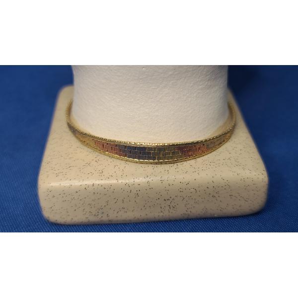 Vintage 7" Italian 14K Gold Tri-Color Basket Weave Design Bracelet - Weight: 5.4g