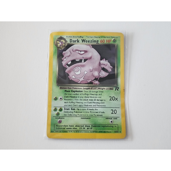 Vintage 1999 Pokemon Trading Card - Dark Weezing Holo #14/82 - In Holder