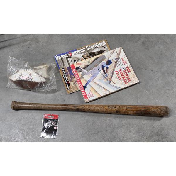 Vintage Collectables Including Spaulding Wood Bat, Mini Football In Sealed Bag, Earrings & More