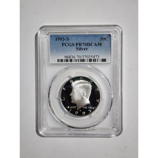 PCGS PR70DCAM GRADED 90% Silver 1993-S Kennedy Half Dollar