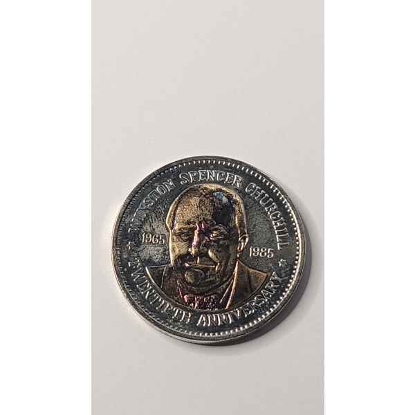1985 Silver Plated With Gold Highlights Winston Churchill 20th Anniversary Double Eagle Comm Medal