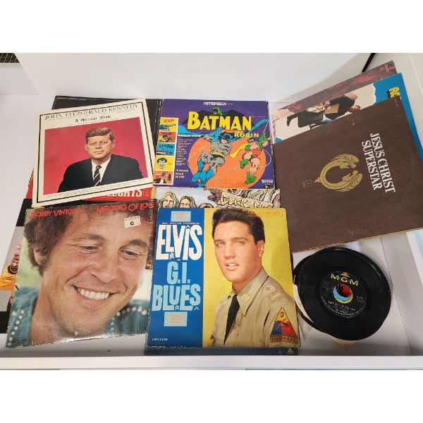 Lot of Vintage Records Including Elvis, Batman, Bobby Vinton, & More - See Photos! 