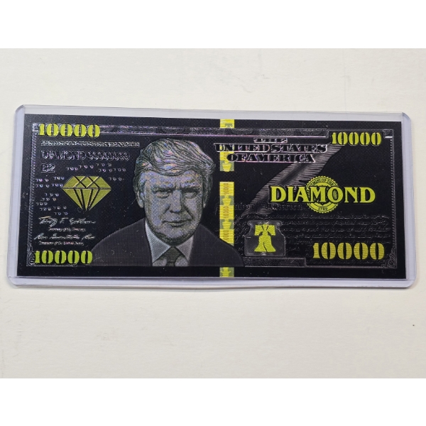 Limited Edition 2024 President Donald Trump Diamond $10,000 Black & Gold Banknote