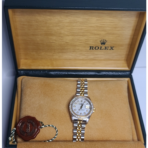 Stunning Rolex Oyster Perpetual Datejust Ladies Watch With Diamonds & 18K Gold/Stainless Steel Band 