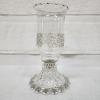 Image 5 : Glass Hurricane Candle Holder Base With Two Interchangeable Globe Tops ~ Green & Clear!