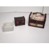 Image 1 : Lot of 3 Nice Trinket Boxes Including 2 Wooden with Latches and 1 Glass 