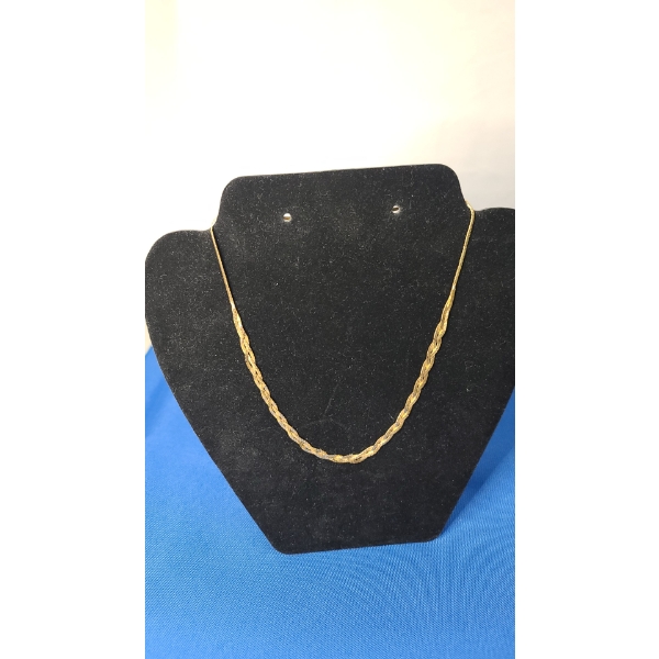 14K Gold 16" Woven Necklace - Weight: 6.9g