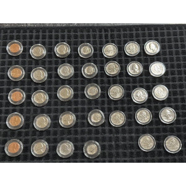 	Unique Coin Collection Of Various Sizes And Face Values, 34 Coins - Mint Condition