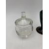 Image 2 : Clear glass jar with lid - Roly poly style 4 inches tall with lid - Niagara Falls Canada Green drip 