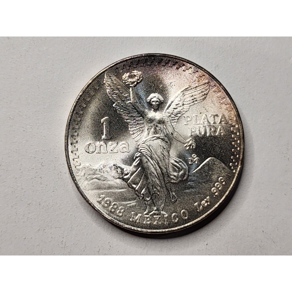 Mexican 1 Onza .999 Silver Plata Pura 1988 Coin  ~ 1 Oz Silver .999 Fine Coin!