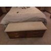Image 5 : Queen TemprPedic Adjustable Mattress, Box Spring, Huge Oak Headboard And Cedar Bench