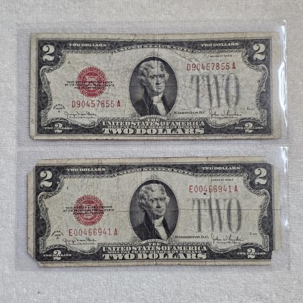 Two Series 1928 G United States $2 Legal Tender Notes FV: $4.00