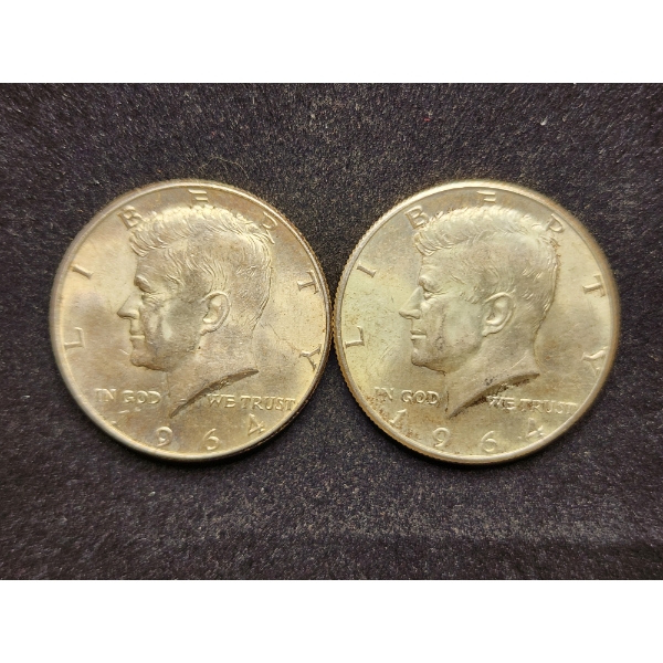 Two 90% Silver Kennedy Half Dollars - $1 Face Value