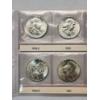 Image 2 : x8 Assorted Years 90% Silver Franklin Half Dollars In Nice Plastic Sleeves FV: $4.00