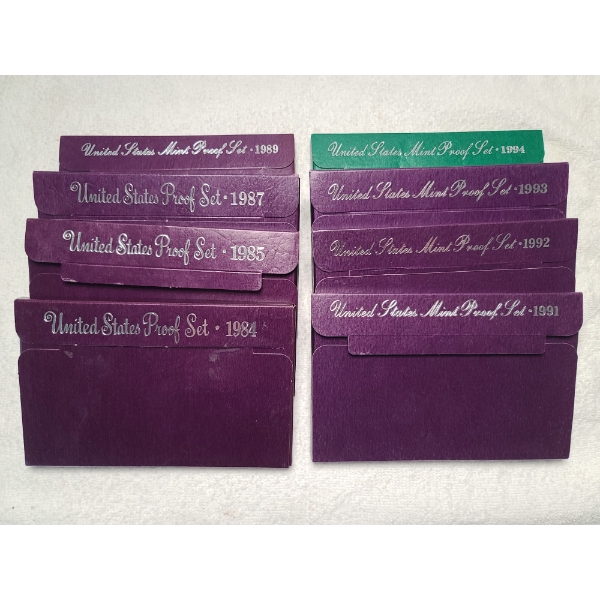 Lot of 8 Assorted United States Proof Sets