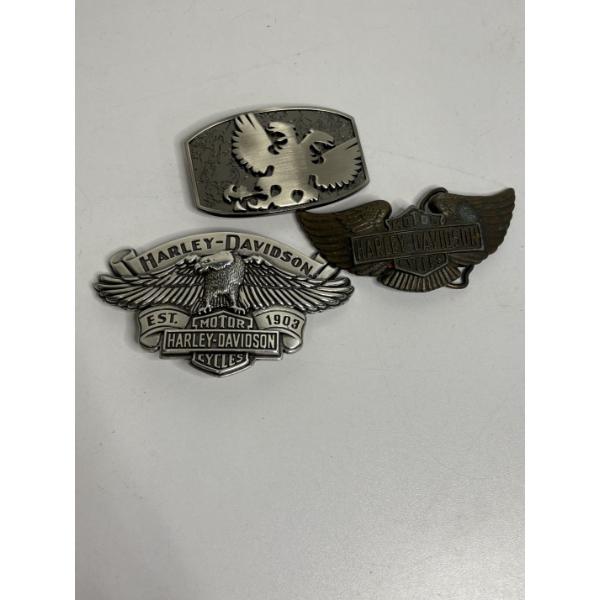 3 Belt Buckles - 2 Harley Davidson - 1 Unknown - Harley Davidson 2008 Made in Taiwan